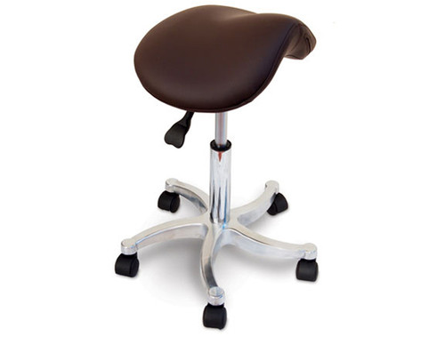 Pony stool in the shade dark grey with a 5-wheel base and gas lift on a white background.