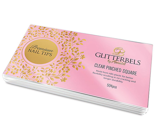 Glitterbels pinched square nail tips, clear (504)