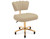 Esthetix Sienna therapist stool in taupe upholstery with a scalloped backrest and gold metal base on castors, ideal for salon or spa use.