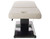 Head view of Esthetix Arabella electric beauty bed, grey/black titanium laid flat