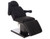 Esthetix Alessandra electric beauty bed, black/black titanium laid back with one arm rest up.