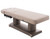 Flat Esthetix premium spa electric couch in silver grey with plush cushioning, face hole, and elegant wood-effect base.