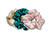 Monpure style and protect silk scrunchies  in gold, green and pink.