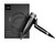 ghd speed hairdryer in black next to a black box on a white background.