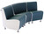 REM Elegance corner waiting seat in blue with 3 seats attached.