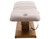 Head view of Esthetix Aria electric beauty bed, white/gold