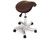 Esthetix therapist pony stool with chocolate brown saddle seat, chrome base, and castor wheels, designed for salon or spa professional use.