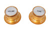 2pc. Gold Top-hat Style Acrylic Knobs - Volume & Tone