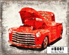 "Old Red Truck" Illustrated Wooden Cigar Box - image printed in full color right on the box top!