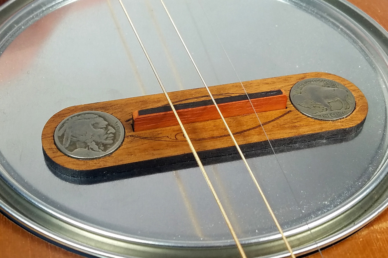"Hobo Nickel" Cigar Box Guitar Bridge with vintage U. S. Buffalo