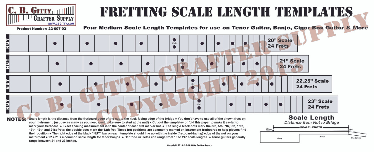 lap steel fretboard template