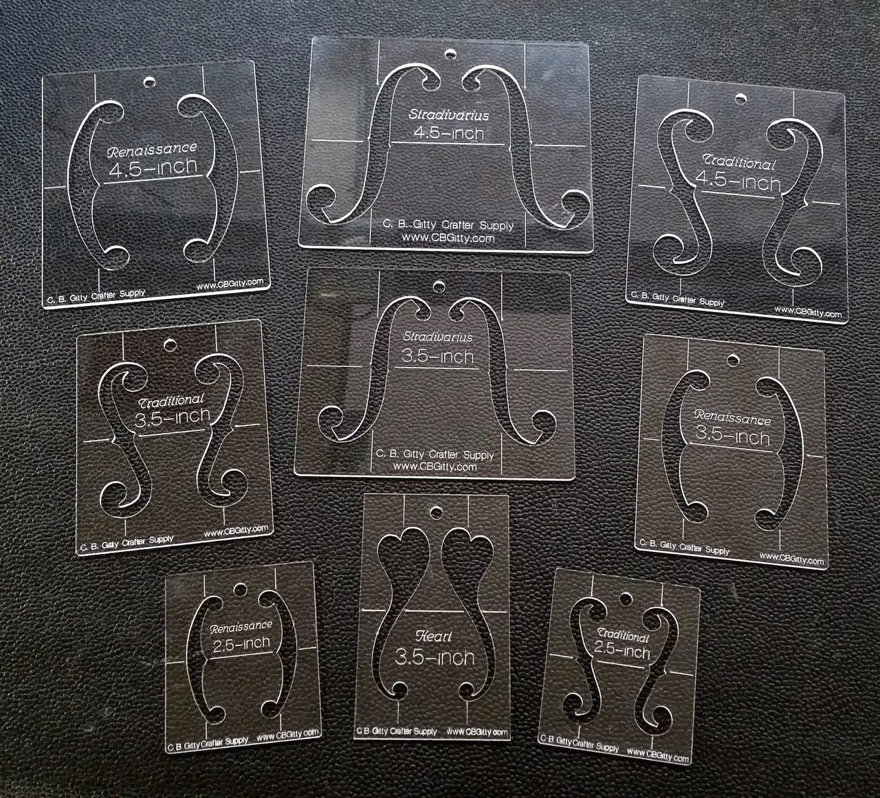 9pc Set Of F Hole Stencil Templates 4 Different Classic Shapes In A Range Of Sizes