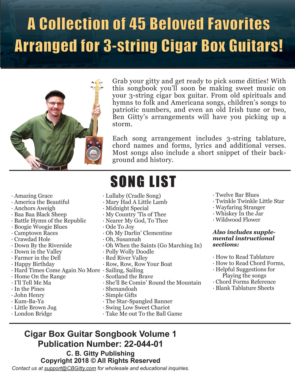 Cigar Box Guitar Songbook - Volume 1: 45 Songs Arranged for 3