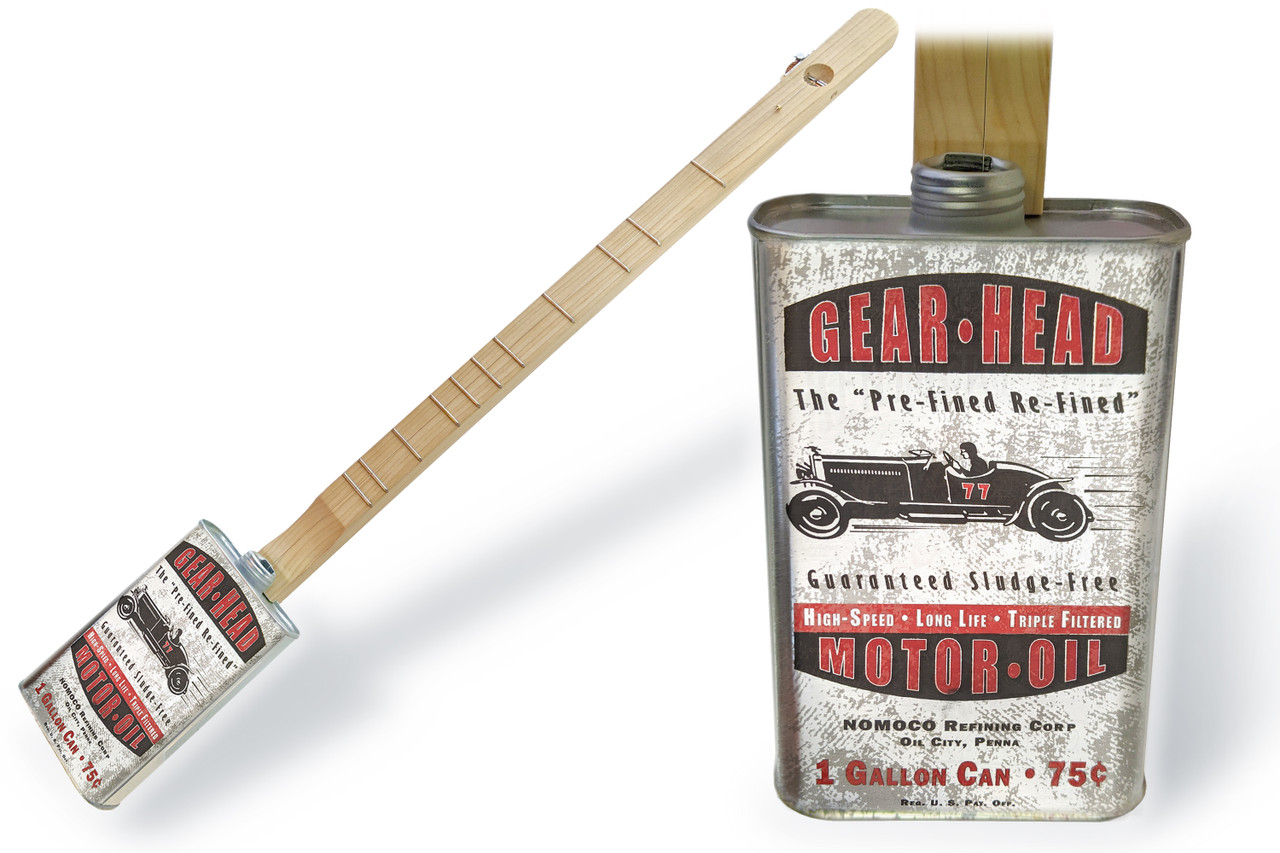 Spirits Canjo Series: Gear Head Motor Oil One-string Tin Can Banjo - C.  B. Gitty Crafter Supply