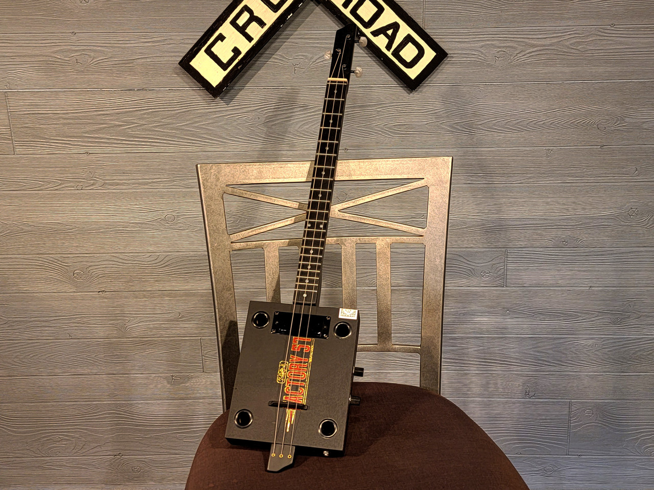 Factory 57 Blackout - 3-string Electric/Acoustic Cigar Box Guitar