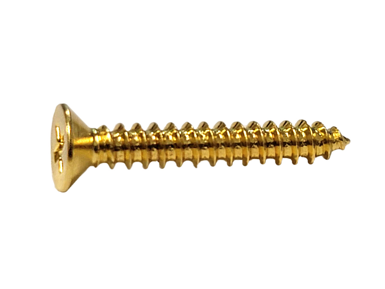 #4 x 3/4 Inch Brass Flat Head Slotted Wood Screws - 25 Pack