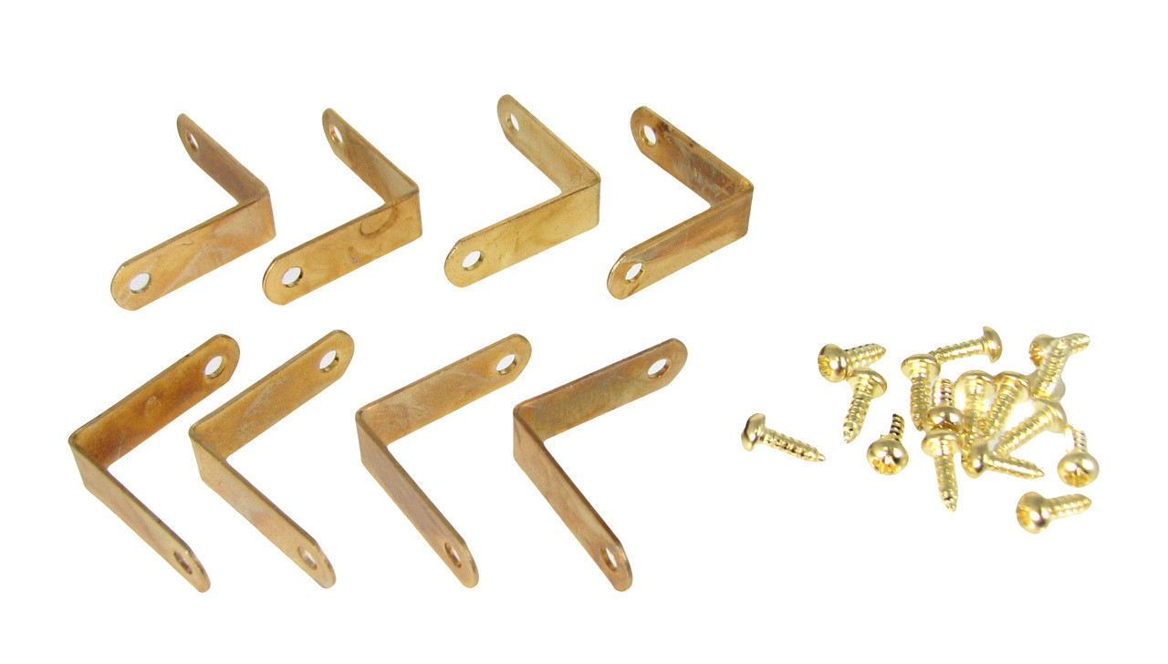 8pc. Small Brassplated Corner Braces with Screws (3/4" x 1/4") C. B