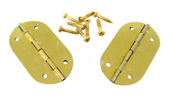 2pc. Small Oval Brass-plated Hinges with Screws