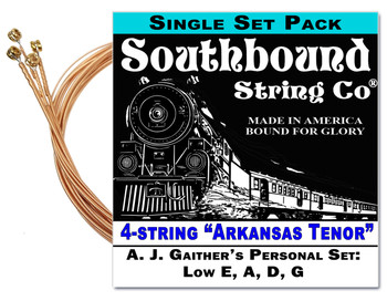 A. J. Gaither's "Arkansas Tenor" String Set for 4-string Cigar Box Guitars - Low E, A, D, G 