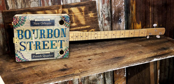 "Bourbon Street" 3-string Illustrated Cigar Box Guitar - Featuring an Original New Orleans-themed  Design!
