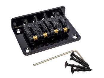 4-string Black Hard-tail "Roller" Style Bridge for Cigar Box Guitars & More - Top & Bottom Loading!