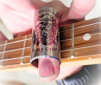 October Slide of the Month: "Lay Some Flowers on my Grave" - Custom-engraved 2-inch Stainless Slide
