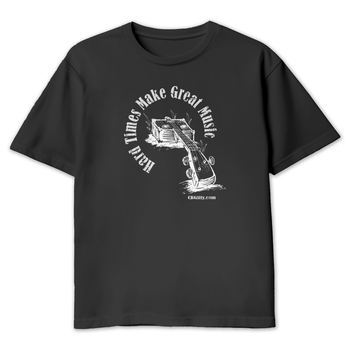 Black Heavy Cotton "Hard Times Make Great Music" Shirt featuring Original Artwork