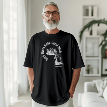 Black Heavy Cotton "Hard Times Make Great Music" Shirt featuring Original Artwork