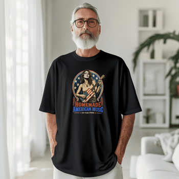 American Homemade Music (Style 1) Black Heavy Cotton T-Shirt 