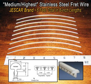 Jescar Medium/Highest Stainless Steel Fret Wire (6 ft)
