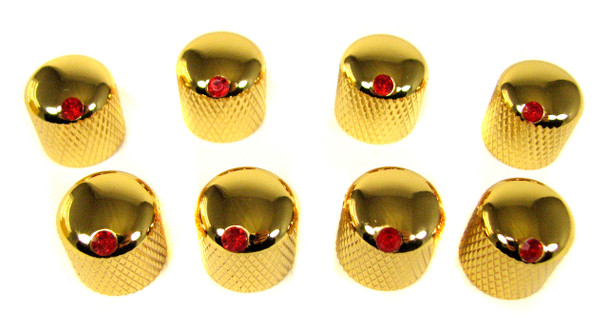 8-pack Gold Dome Knobs with Ruby Indicators