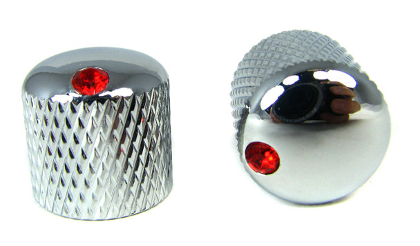 2-pack Chrome Dome Knobs with Ruby Indicators