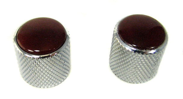 2-pack Chrome Dome Knobs with Red Agate Tops