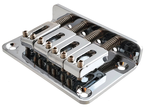 4-string Chrome Hard-tail Bridge for Cigar Box Guitars & More