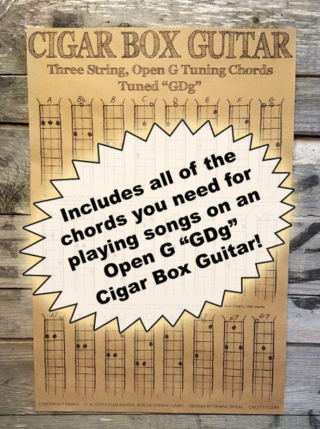 Three-string Open G Chord Poster for Cigar Box Guitar & More