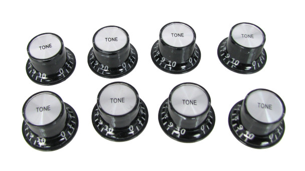 8pc. Black Top-Hat Style Acrylic Tone Knobs