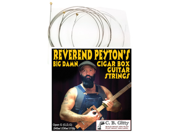 Rev. Peyton's Big Damn 3-string Cigar Box Guitar Strings - Electric Medium GDG