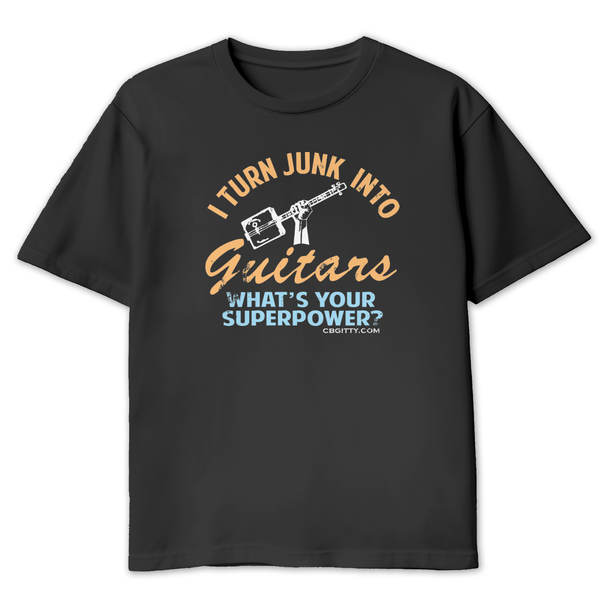 "What's Your Superpower" Color Print on Black Heavy Cotton T-Shirt 