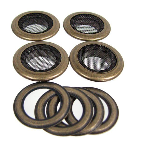 4pc 1-inch Antique Brass Screened Grommets