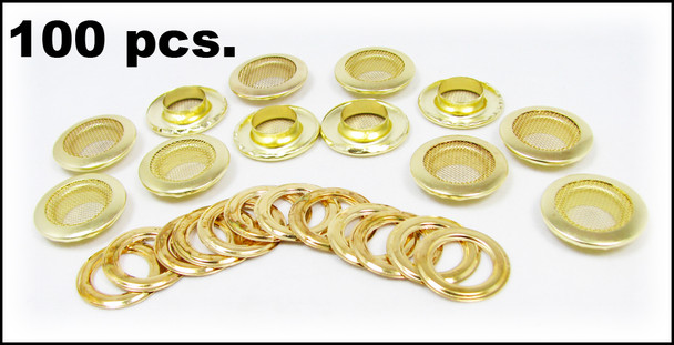 100pc 1-inch Shiny Brass Screened Grommets
