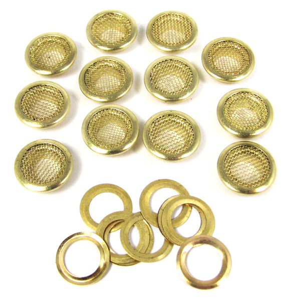 12pc. 15mm Shiny Brass Screened Grommets