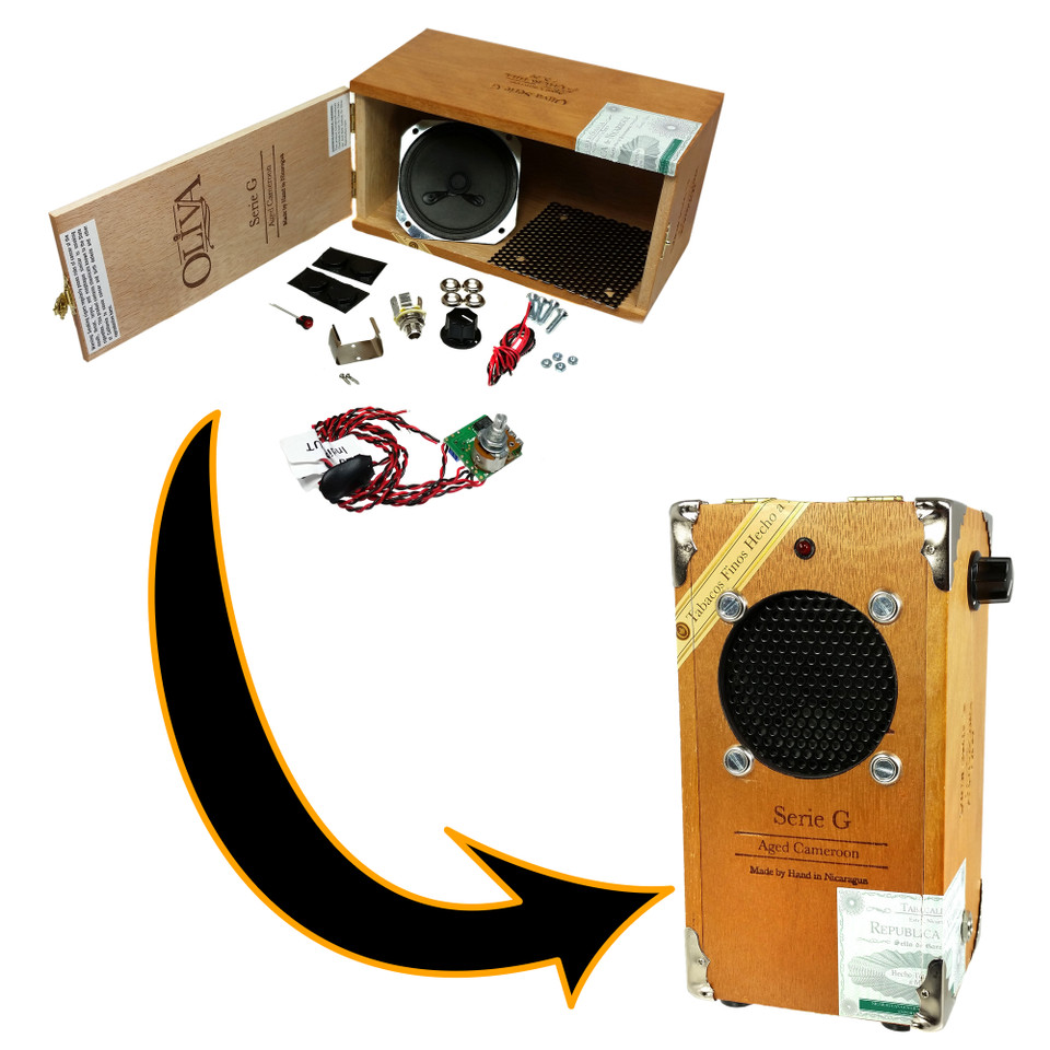 Cigar Box Guitar Amplifier KIT with Allwood box & Prewired Leads