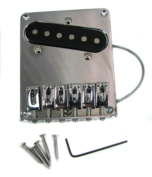 Chrome Telecaster-style Bridge Plate with Single-Coil Pickup Pre-installed
