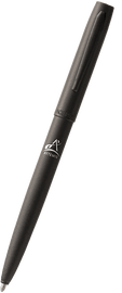 ARTEMIS Matte Black Cap-O-Matic Space Pen with logo imprinted on barrel front displaying clip front ARTEMIS Matte Black Cap-O-Matic Space Pen with logo imprinted on barrel front displaying clip front