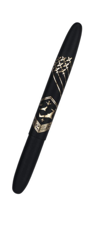 Matte Black Snowbirds Bullet Space Pen in closed position 400B-431