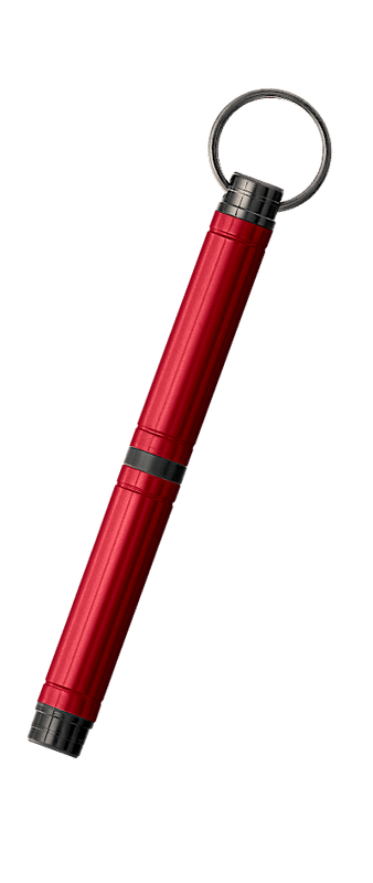 Red Anodized Backpacker Space Pen in closed position. BP/R