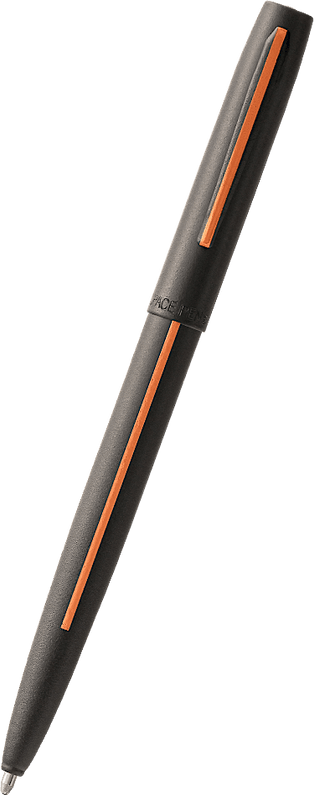 First Responders Orange Line Search and Rescue Cap-O-Matic Space Pen with view of clip M4BSROL