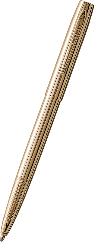 Lacquered Brass Cap-O-Matic Space Pen with view of clip  M4G