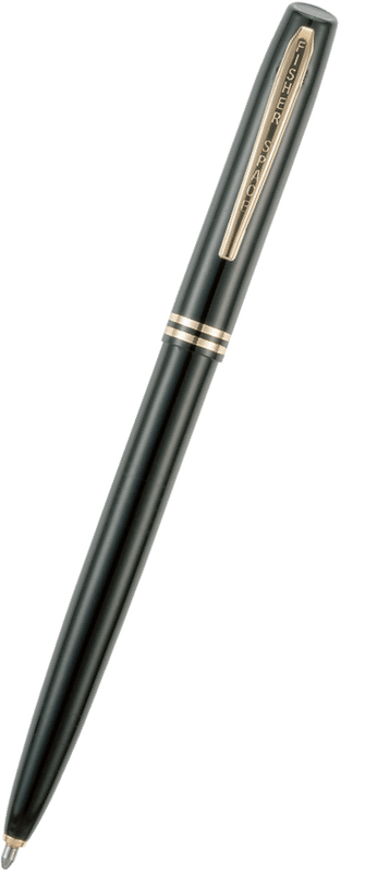 Shiny Black Cap-O-Matic Space Pen with view of clip M4SB