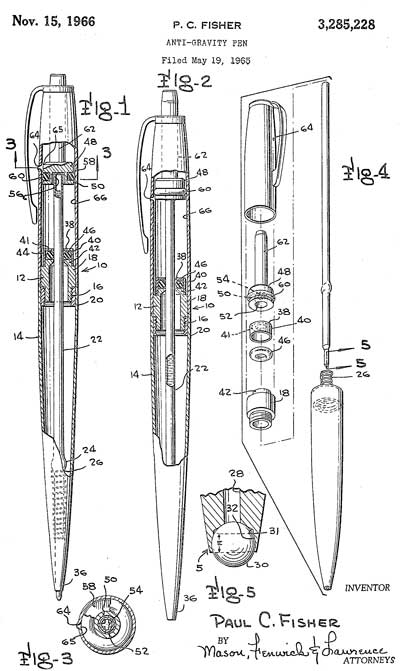 The Patent abstract for the Astronaut Pen 1966